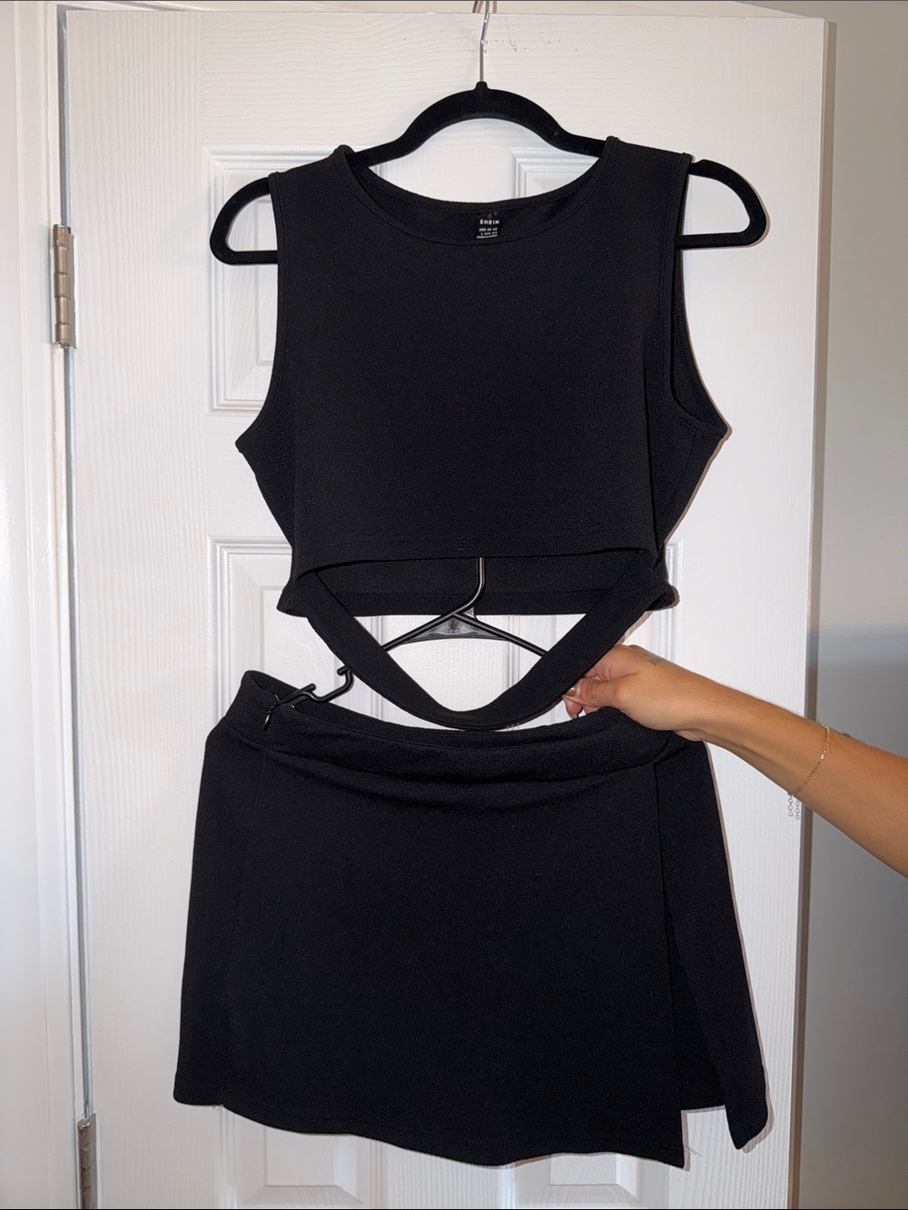SHEIN Black Two-Piece Skirt Set - Cropped Tank & Mini Skirt